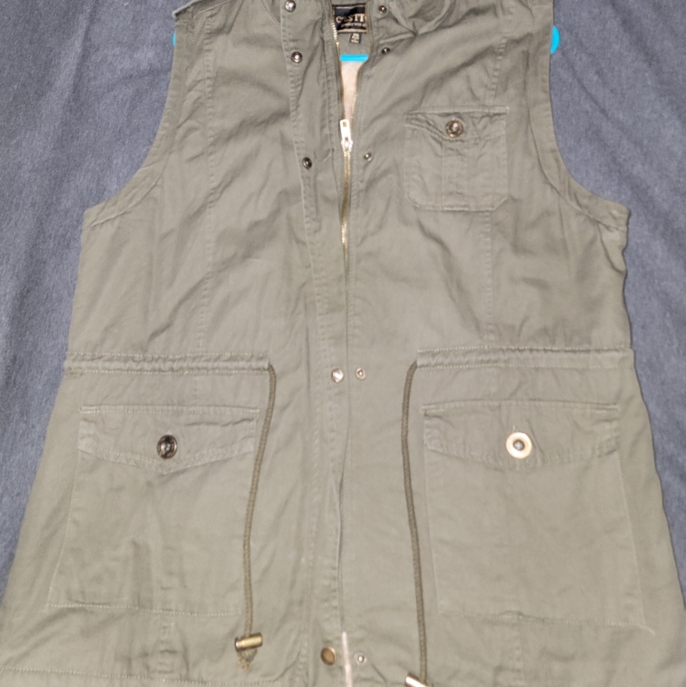 C'Esttoi Faux Fur Lined Utility Vest - 2XL - Green